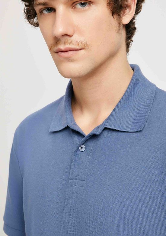 Foto do produto: Camisa Polo Básica Masculina Manga Curta Em Piquet - Azul