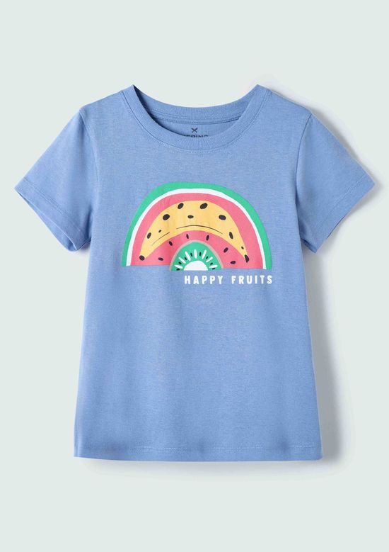 Foto do produto: Blusa Infantil Menina Manga Curta Com Estampa - Azul