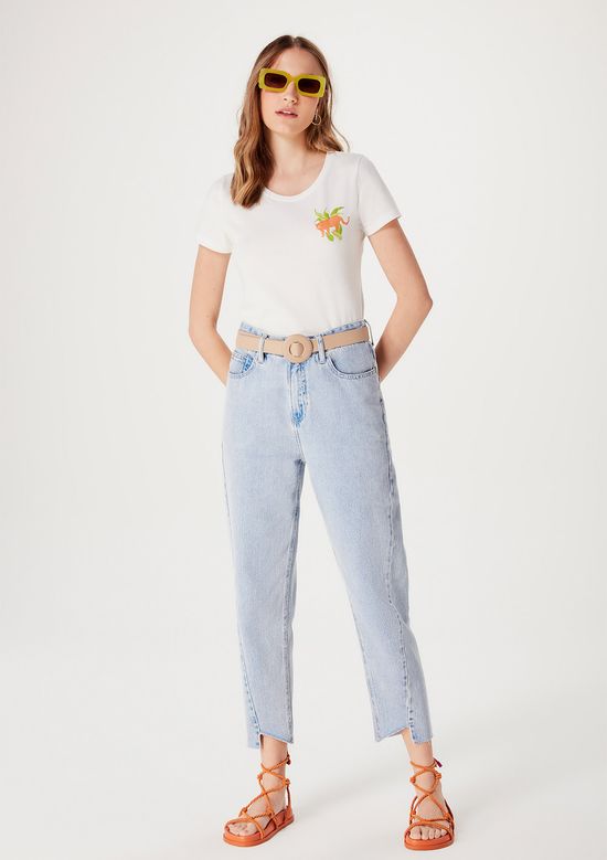 Foto do produto: Blusa Feminina Manga Curta Com Estampa - Branco