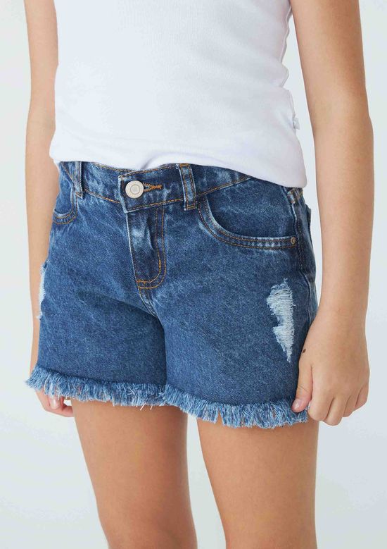 Foto do produto: Shorts Jeans Infantil Menina Tradicional - Azul