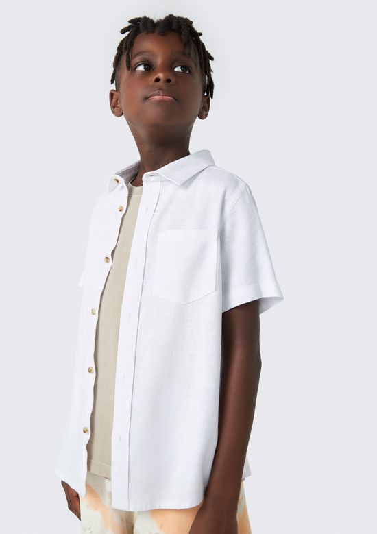 Foto do produto: Camisa Infantil Menino Manga Curta Com Linho - Off white