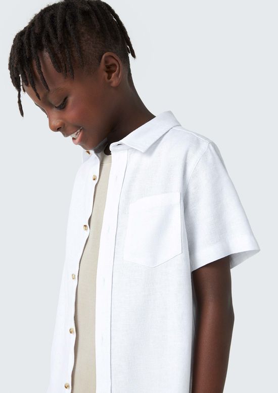 Foto do produto: Camisa Infantil Menino Manga Curta Com Linho - Off white