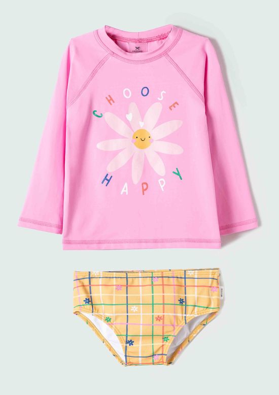 Foto do produto: Conjunto Praia Infantil Menina Toddler Com Proteção Solar - Rosa