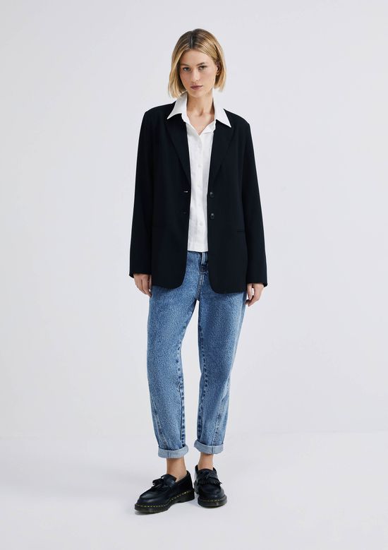Foto do produto: Blazer Feminino Alongado Em Crepe - Preto