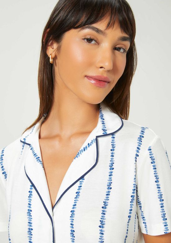 Foto do produto: Pijama Curto Feminino Estampado Com Botões - Azul