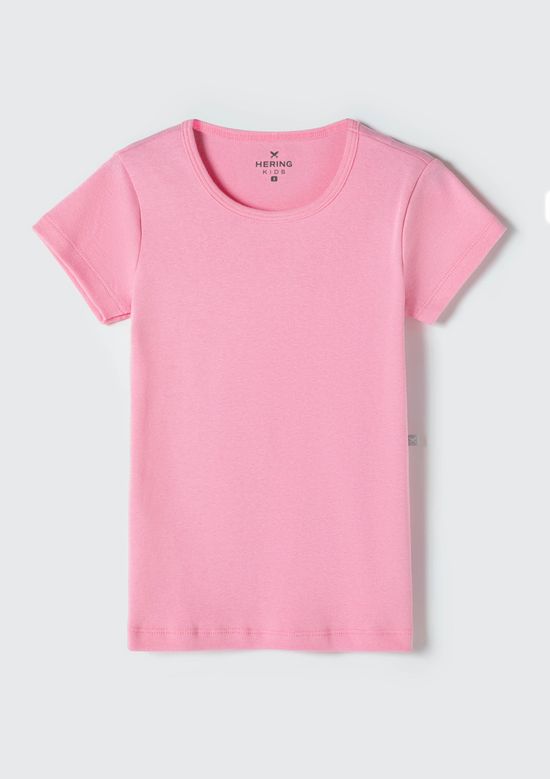 Foto do produto: Blusa Básica Infantil Menina Manga Curta Slim Em Ribana - Rosa
