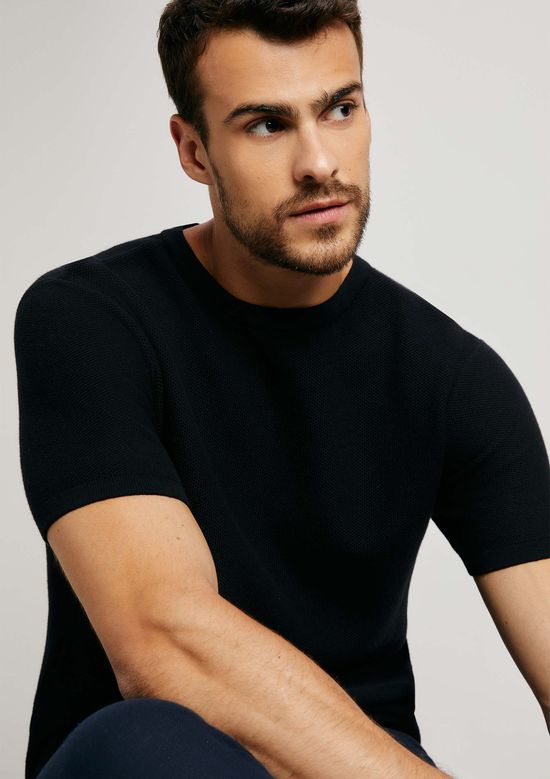 Foto do produto: Camiseta Masculina Manga Curta Em Tricô - Preto