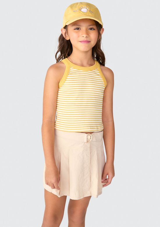 Foto do produto: Regata Cropped Infantil Menina Em Ribana - Amarelo