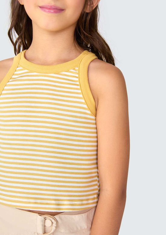 Foto do produto: Regata Cropped Infantil Menina Em Ribana - Amarelo