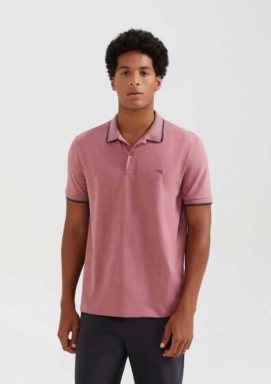 Foto do produto: Camisa Polo Básica Masculina Em Malha Texturizada - Rosa