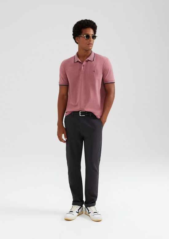 Foto do produto: Camisa Polo Básica Masculina Em Malha Texturizada - Rosa