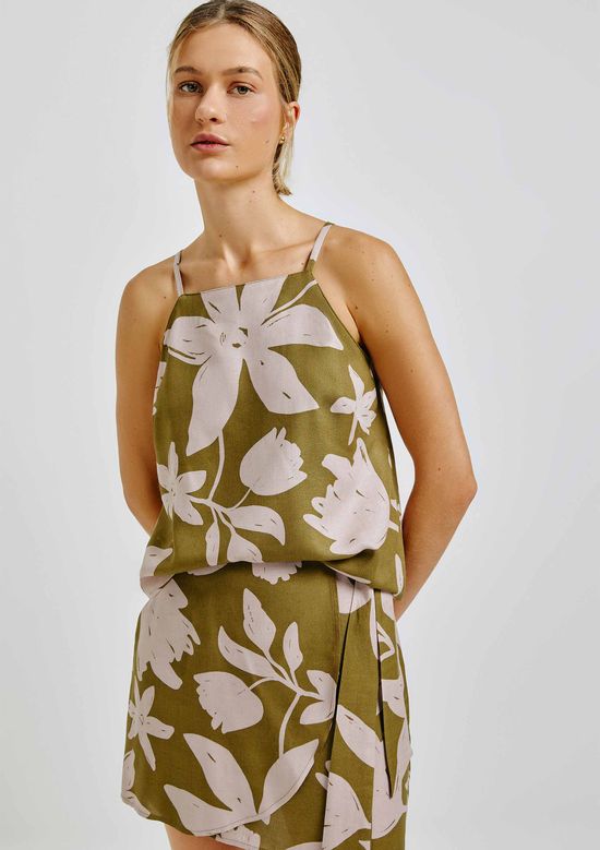 Foto do produto: Regata Feminina Halter Neck Estampada - Verde