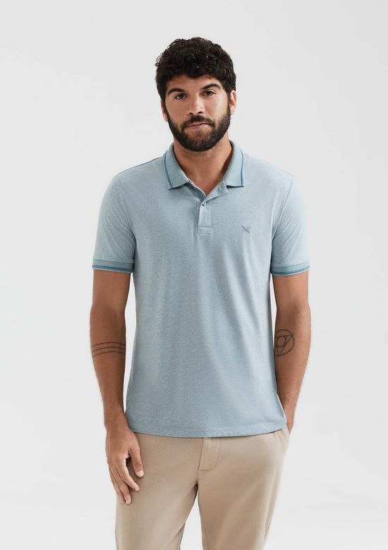 Foto do produto: Camisa Polo Básica Masculina Em Malha Texturizada - Azul