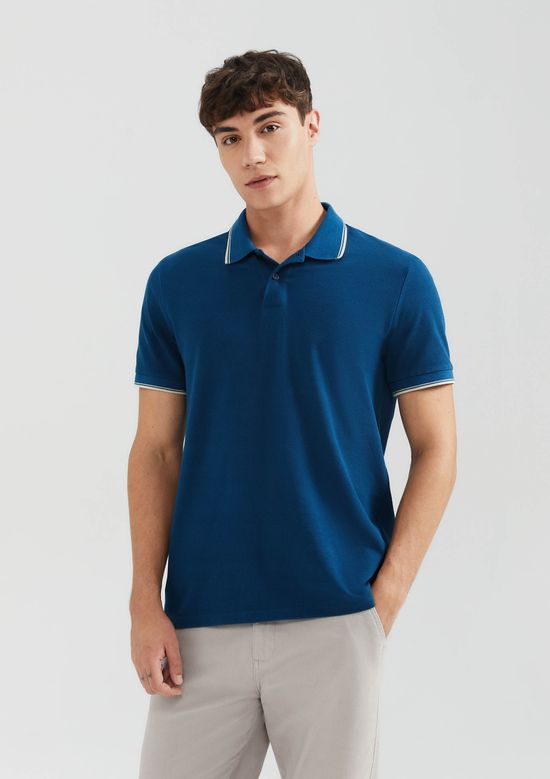 Foto do produto: Camisa Polo Básica Masculina Manga Curta Em Piquet - Azul