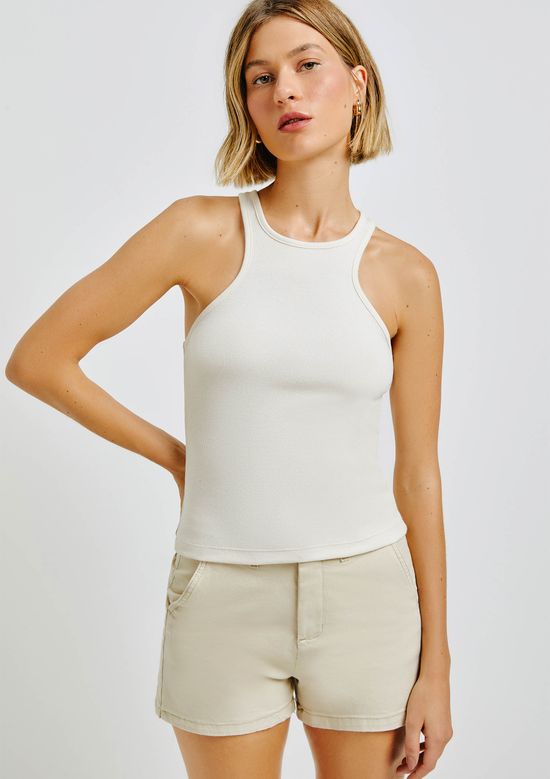 Foto do produto: Regata Feminina Nadador Em Ribana Canelada - Creme