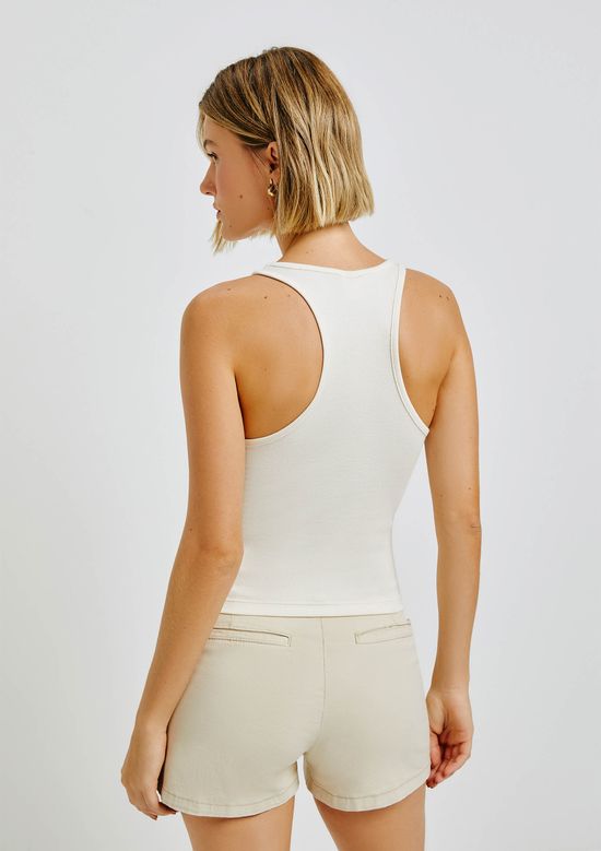 Foto do produto: Regata Feminina Nadador Em Ribana Canelada - Creme