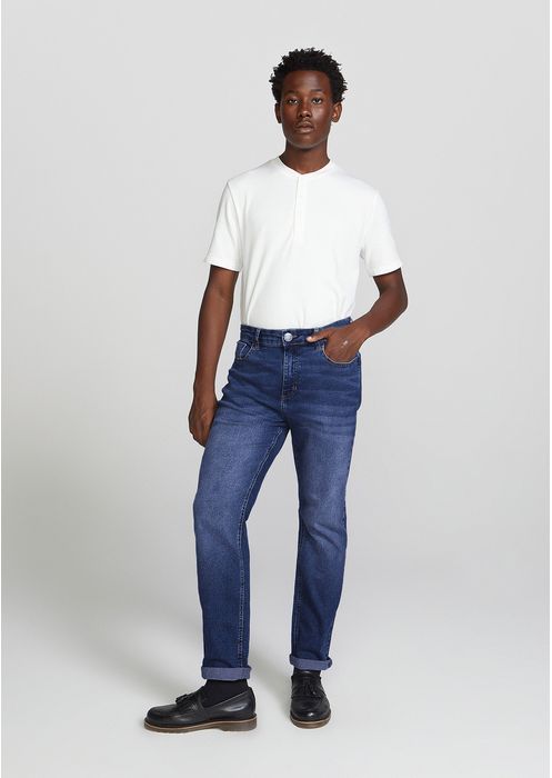 Calça Jeans Masculina Tradicional Com Elastano - Azul