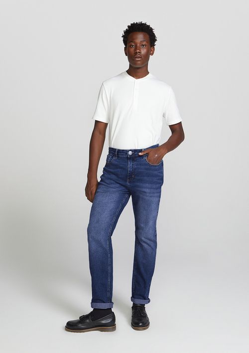 Calça Jeans Masculina Com Elastano Tradicional - Azul