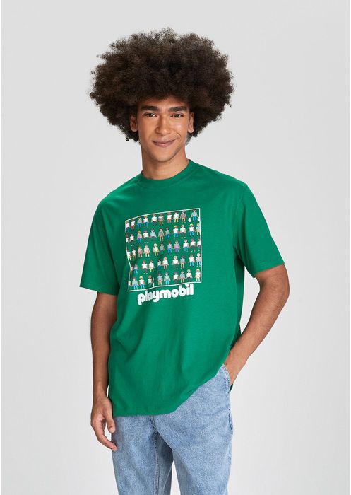 Camiseta Unissex Em Algodão Playmobil - Verde Bandeira