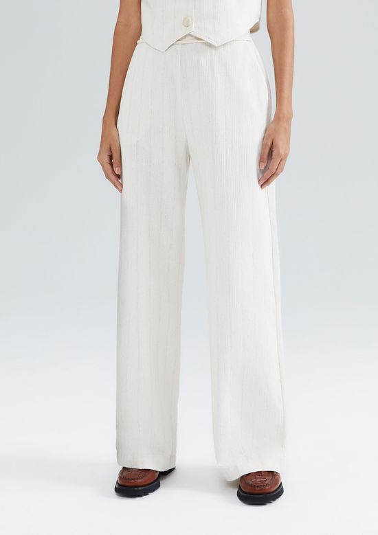 Foto do produto: Calça Feminina Pantalona Cintura Alta Com Linho - Off white