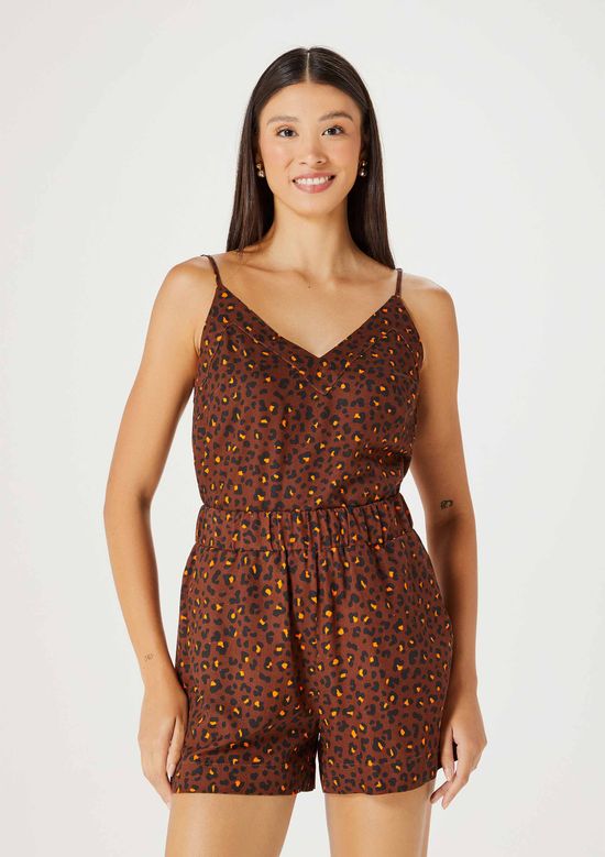 Foto do produto: Regata Feminina Animal Print Em Linho - Marrom