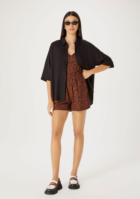 Foto do produto: Regata Feminina Animal Print Em Linho - Marrom