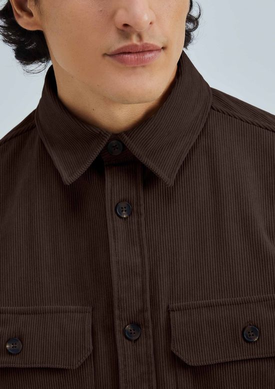 Foto do produto: Camisa Overshirt Masculina Manga Longa Em Veludo Cotelê - Marrom