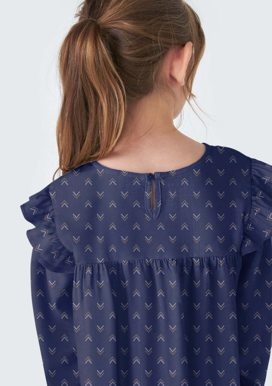 Foto do produto: Vestido Infantil Mangas 7/8 Com Babados - Azul