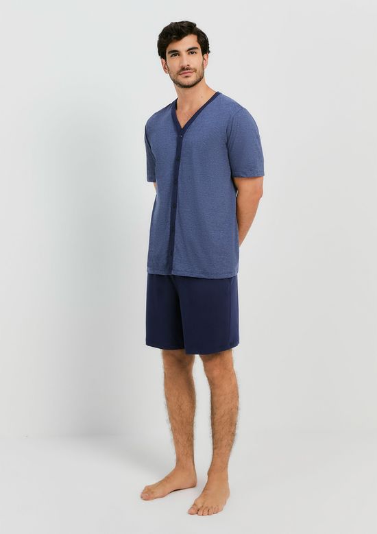 Foto do produto: Pijama Curto Masculino com Botões - Azul