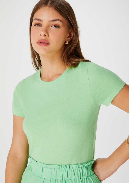 Foto do produto: Blusa Básica Feminina Manga Curta Slim - Verde