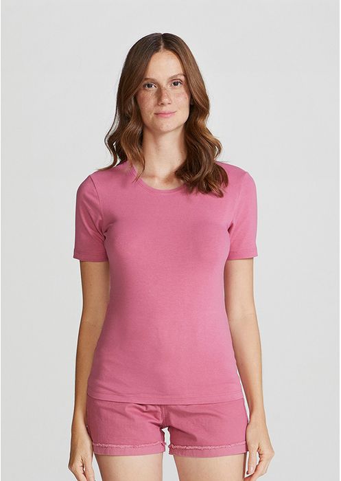 Camiseta Feminina Básica Em Algodão - Rosa Antigo