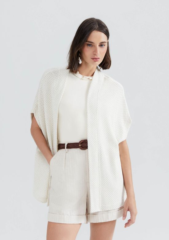 Foto do produto: Kimono Feminino Oversized Texturizado Com Linho - Off white