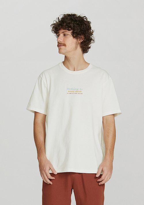 Camiseta Masculina Manga Curta Com Bordado - Off White