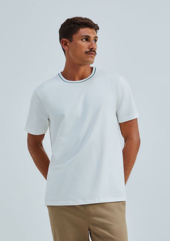 Foto do produto: Camiseta Masculina Manga Curta Com Vivo Contrastante - Off white