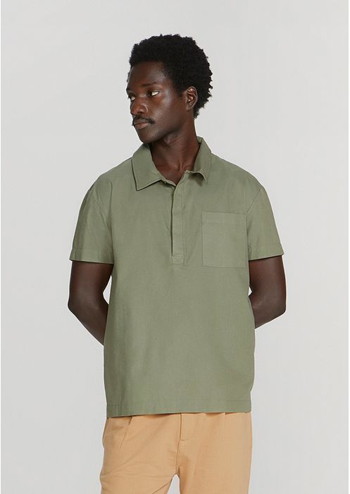 Camisa Masculina Polo Comfort Com Bolso - Verde