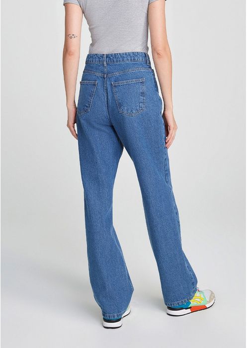 Calça Jeans Feminina Cintura Alta Reta - Azul