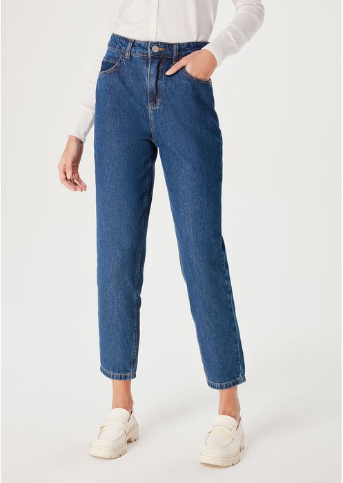 Calça Jeans Feminina Cintura Super Alta Mom - Azul