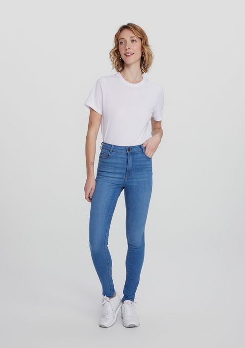 Calça Jeans Feminina Skinny Cintura Média - Azul