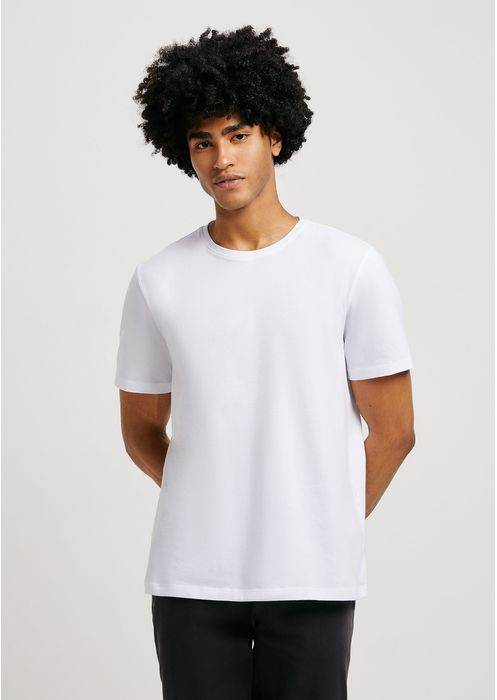 Camiseta Básica Masculina Manga Curta Em Algodão Pima - Branco