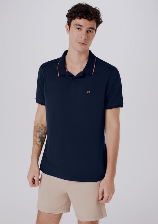 Foto do produto: Camisa Polo Básica Masculina Super Cotton Com Bordado - Azul