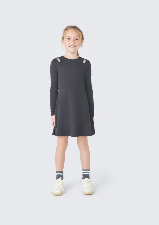 Foto do produto: Vestido Curto Infantil Em Manga Longa Regular - Cinza