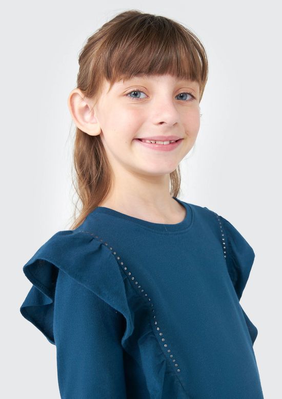 Foto do produto: Blusa Infantil Menina Com Babados - Azul