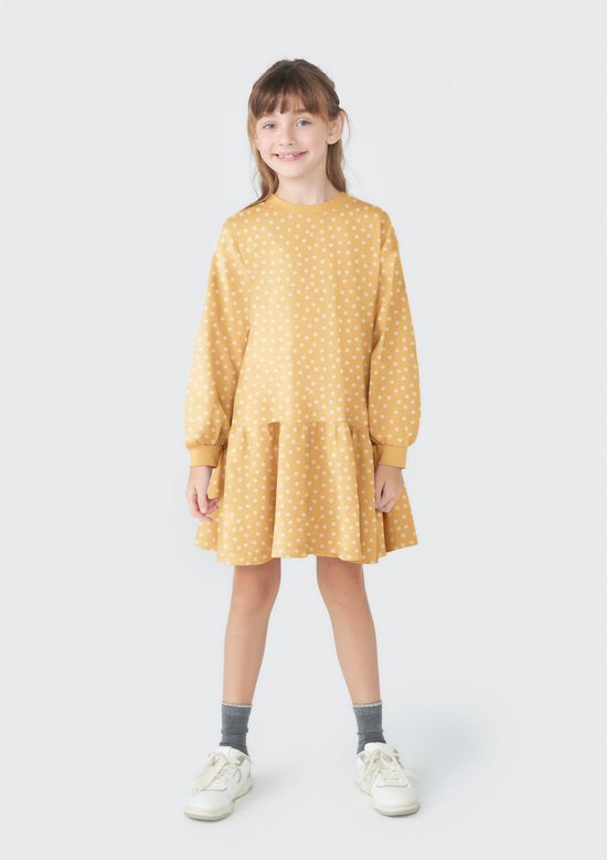 Foto do produto: Vestido Curto Infantil Manga Longa Estampado - Amarelo