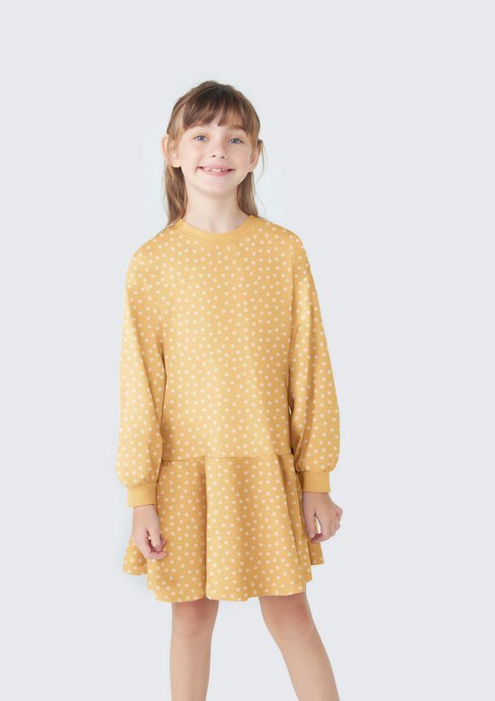 Foto do produto: Vestido Curto Infantil Manga Longa Estampado - Amarelo
