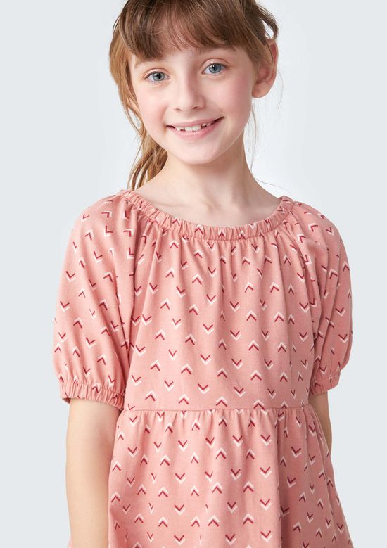 Foto do produto: Blusa Bata Infantil Menina Mangas Bufantes - Rosa