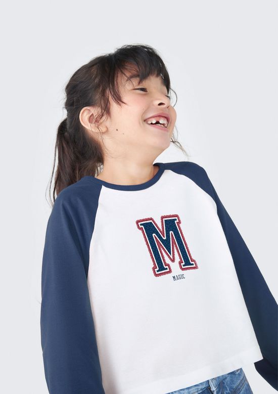 Foto do produto: Blusa Cropped Infantil Menina Manga Longa - Azul