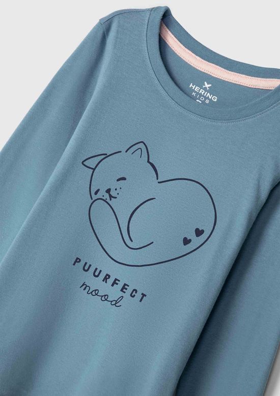 Foto do produto: Blusa Infantil Menina Manga Longa Com Estampa Hering Kids - Azul