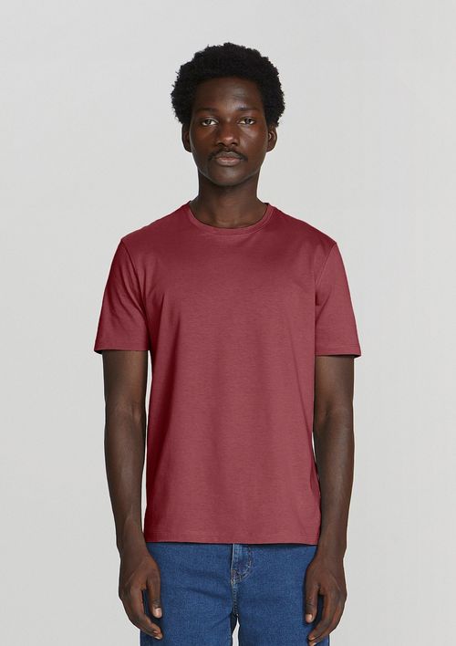 Camiseta Básica Masculina Manga Curta Em Algodão Pima - Vermelho