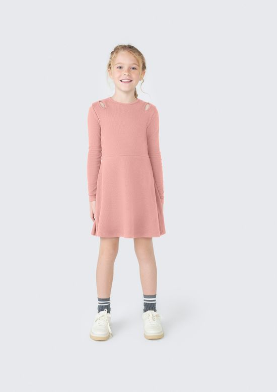 Foto do produto: Vestido Curto Infantil Em Manga Longa Regular - Rosa