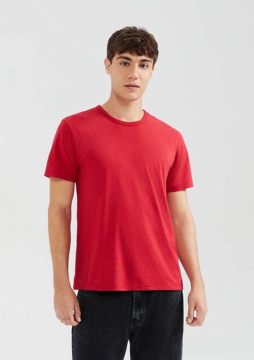 Camiseta Básica Masculina Manga Curta Slim - Vermelho
